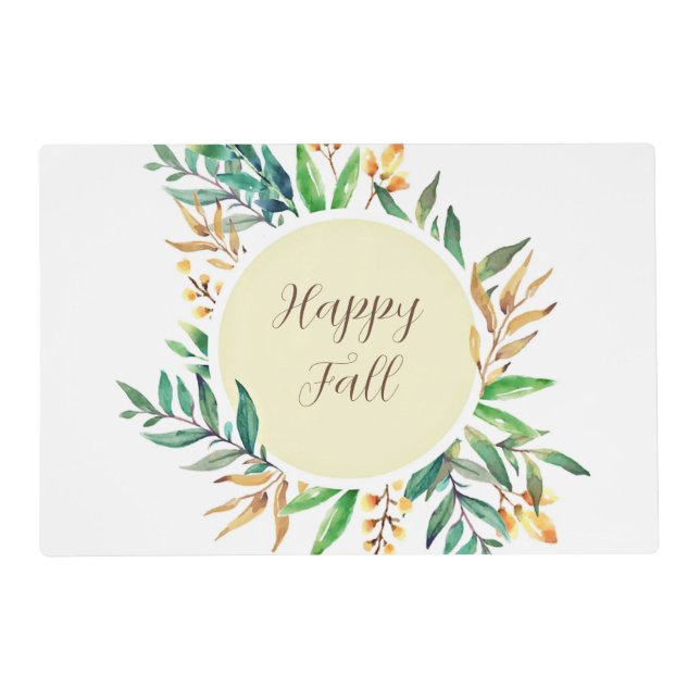 Fall leaves frame with customizable text  placemat (Front)