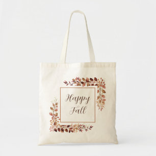 Fall leaves frame with customizable text  tote bag