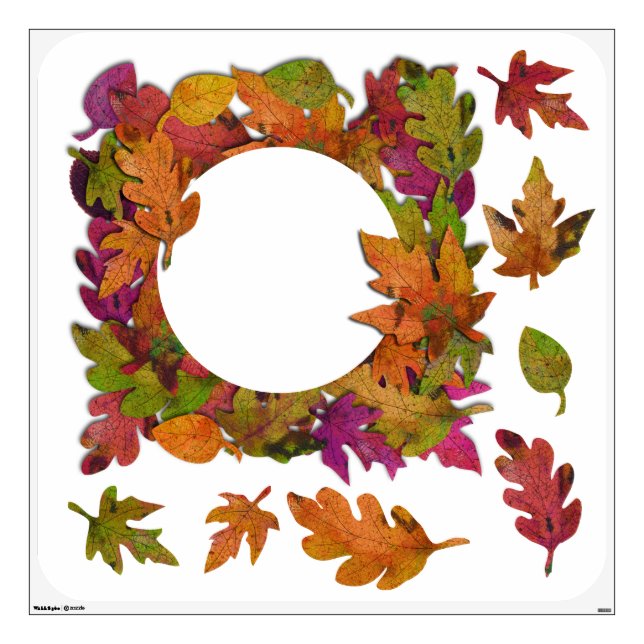 Fall Leaves Frame with Single Leaves Wall Decal (Front)