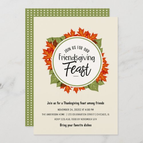 Fall Leaves FriendsgivingThanksgiving Feast Invitation