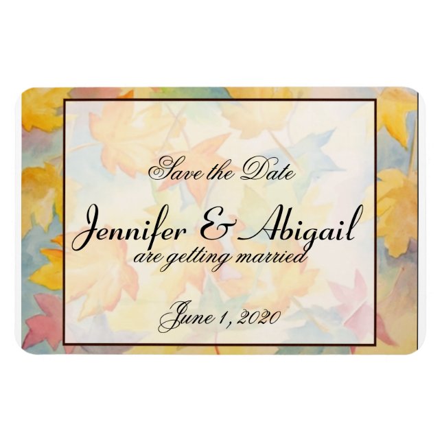 Fall Leaves Gay Wedding Save the Date Magnet (Horizontal)
