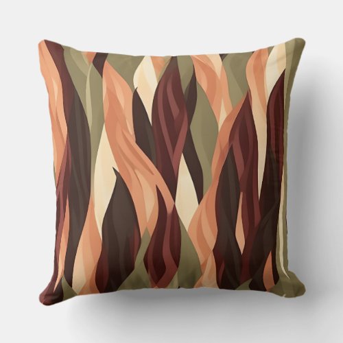 Fall Leaves Geometric Pattern Throw Pillow