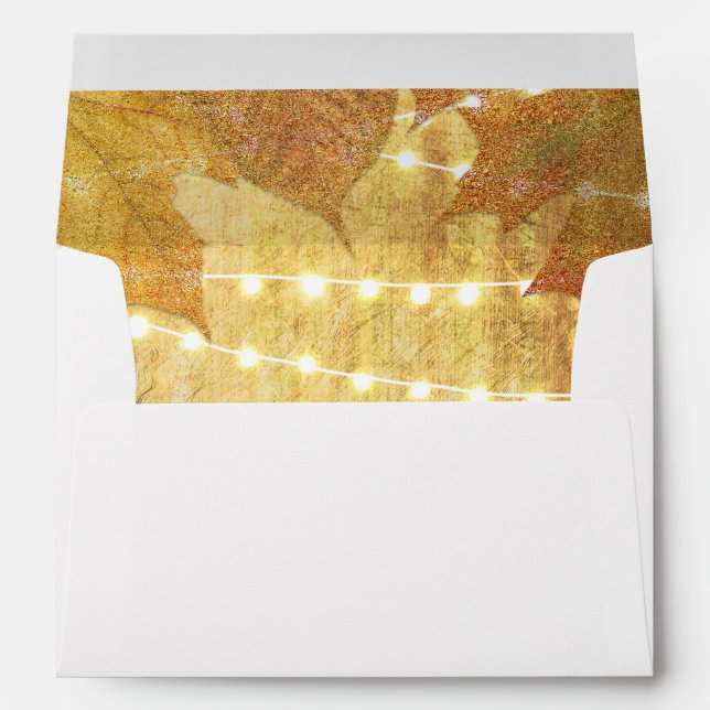 Fall Leaves Golden Autumn Rustic Woods Invitation Envelope (Back (Bottom))