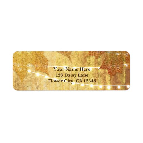 Fall Leaves Golden Autumn Rustic Woods Label