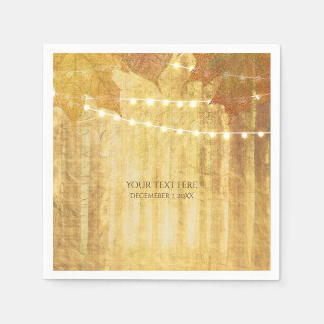 Fall Leaves Golden Autumn Rustic Woods Napkins (Front)