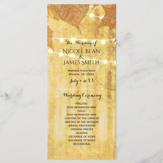 Fall Leaves Golden Autumn Rustic Woods Program (Front)