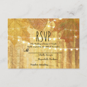 Fall Leaves Golden Autumn Rustic Woods RSVP Card