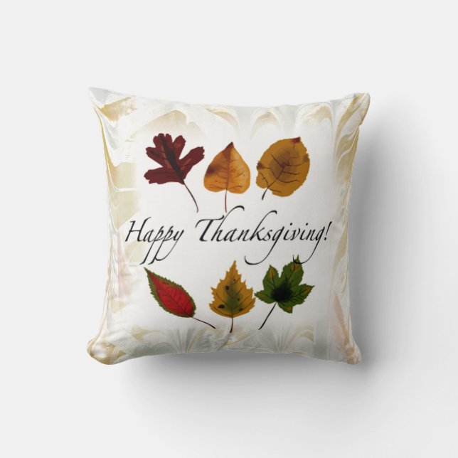 Fall Leaves Happy Thanksgiving Custom Pillow (Front)