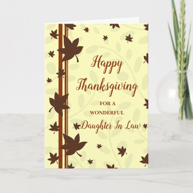 Fall Leaves Happy Thanksgiving Daughter In Law Holiday Card (Front)
