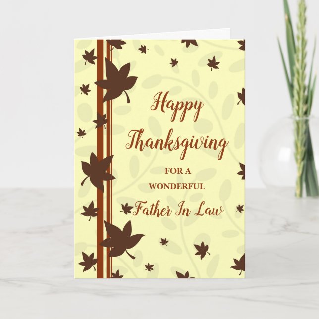 Fall Leaves Happy Thanksgiving Father In Law Holiday Card (Front)