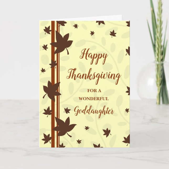 Fall Leaves Happy Thanksgiving Goddaughter Holiday Card (Front)
