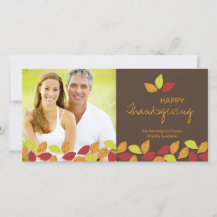 Fall leaves Happy Thanksgiving photo card