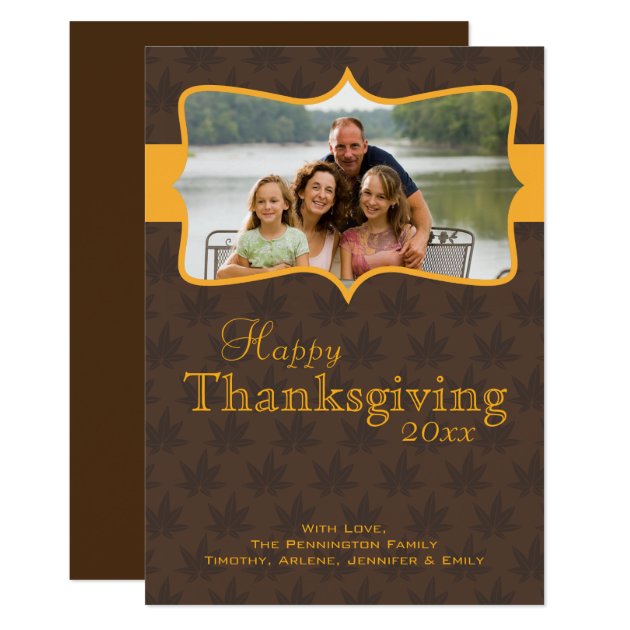 Fall Leaves Happy Thanksgiving Photo Flat Card