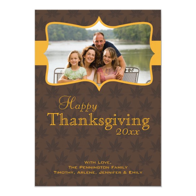 Fall Leaves Happy Thanksgiving Photo Flat Card