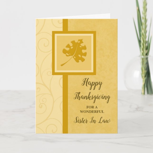 Fall Leaves Happy Thanksgiving Sister In Law Holiday Card (Front)