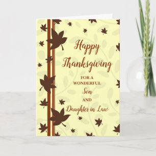 Fall Leaves Happy Thanksgiving Son Daughter in Law Holiday Card