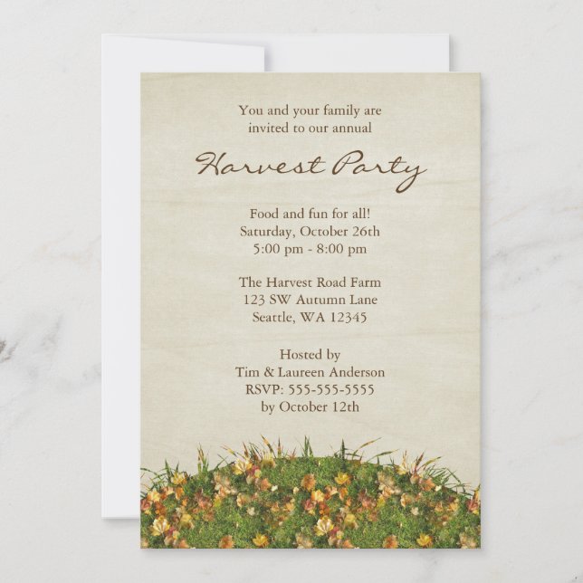 Fall Leaves Harvest Party Invitations (Front)
