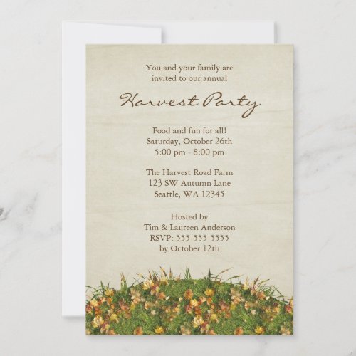 Fall Leaves Harvest Party Invitations