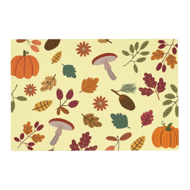 Fall Leaves & Harvest Pattern  Placemat (Front)