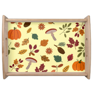 Fall Leaves & Harvest Pattern Serving Tray