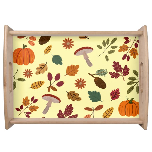 Fall Leaves & Harvest Pattern Serving Tray (Front)