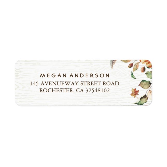 Fall Leaves Harvest Wedding Label (Front)