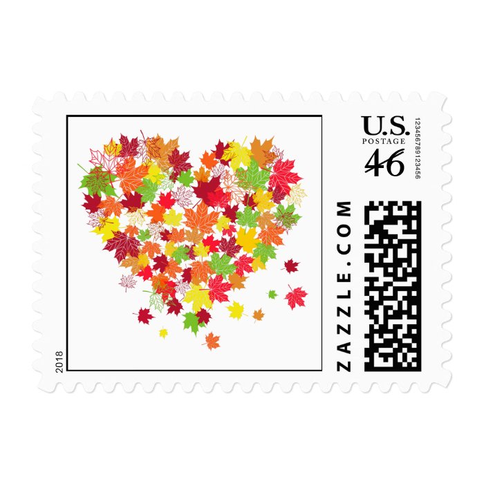 Fall Leaves Heart Stamp