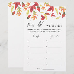 Fall leaves - How old were they bridal game
