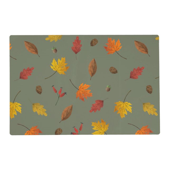 Fall Leaves Hunter Green Placemat (Front)
