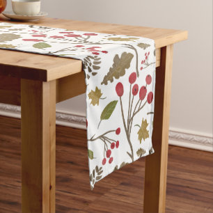 Fall Leaves Illustration Seamless pattern Foliage Medium Table Runner