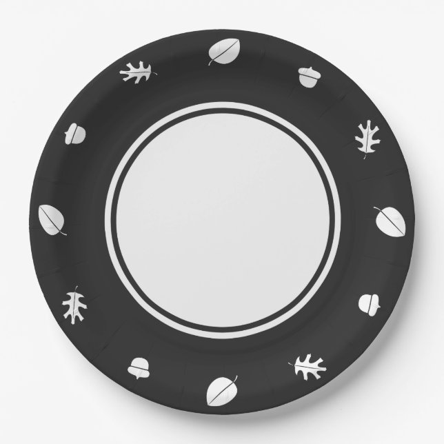 Fall Leaves in Black Paper Plate (Front)