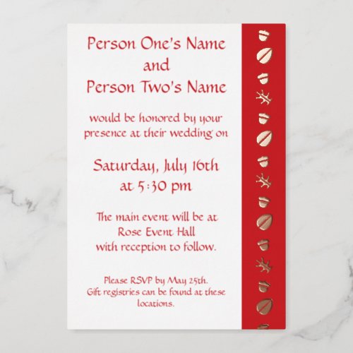 Fall Leaves in Cherry Foil Invitation