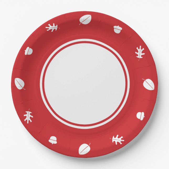 Fall Leaves in Cherry Paper Plate (Front)