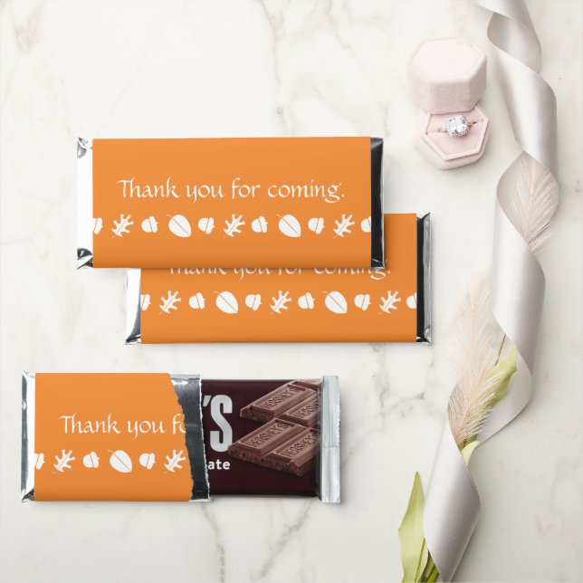Fall Leaves in Orange Hershey Bar Favors (Front)