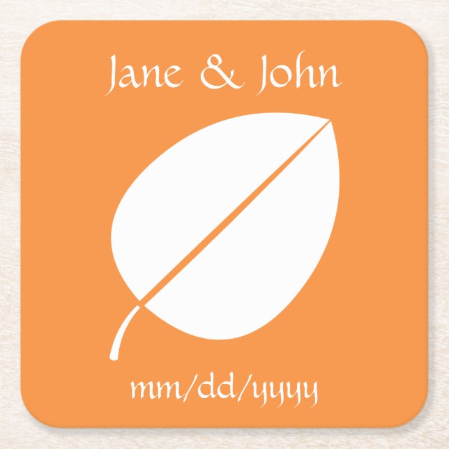 Fall Leaves in Orange Paper Coaster (Front)
