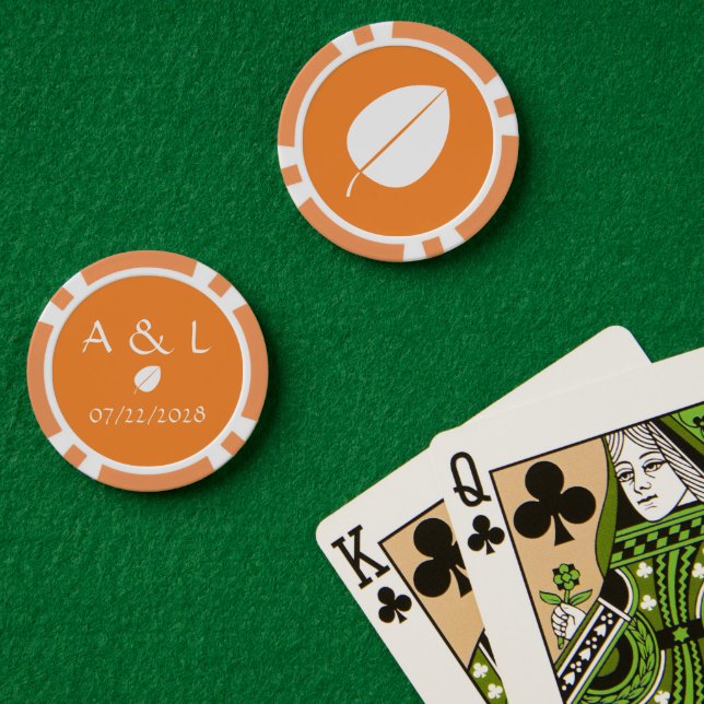 Fall Leaves in Orange Poker Chips (Poker Table (Double))