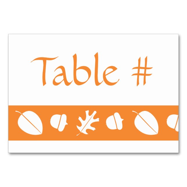 Fall Leaves in Orange Table Card (Front)