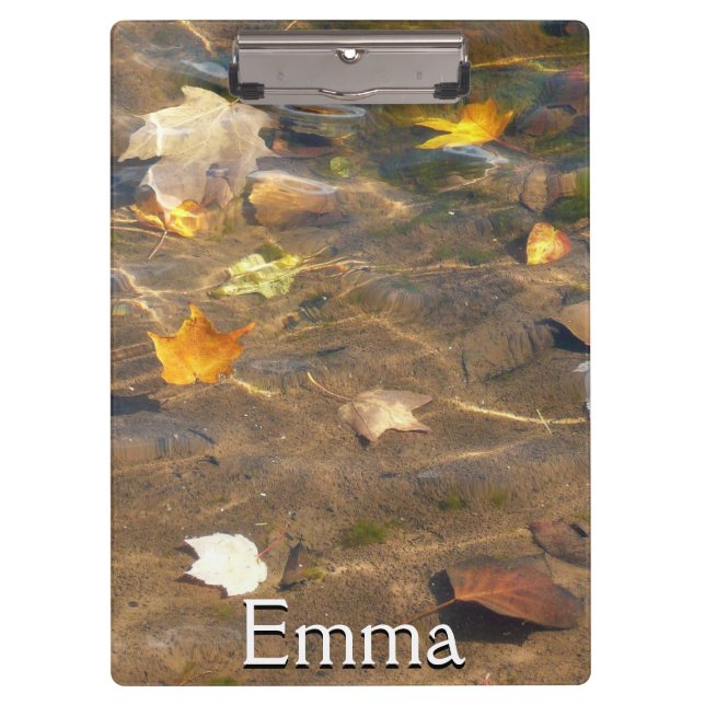 Fall Leaves in Pond Water Nature Photography Clipboard (Front)