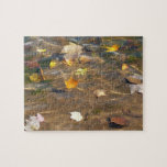 Fall Leaves in Pond Water Nature Photography Jigsaw Puzzle