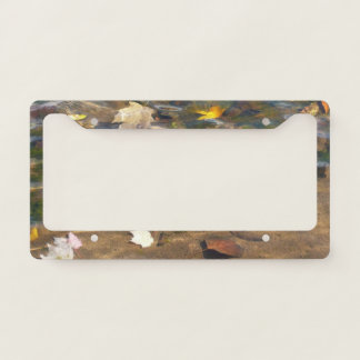 Fall Leaves in Pond Water Nature Photography License Plate Frame