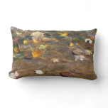 Fall Leaves in Pond Water Nature Photography Lumbar Pillow