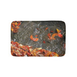 Fall Leaves in Waterfall I Autumn Photography Bath Mat