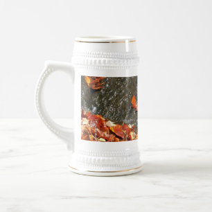 Fall Leaves in Waterfall I Autumn Photography Beer Stein