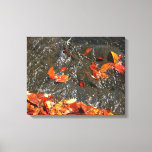 Fall Leaves in Waterfall I Autumn Photography Canvas Print