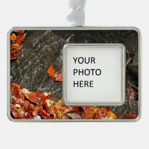 Fall Leaves in Waterfall I Autumn Photography Christmas Ornament