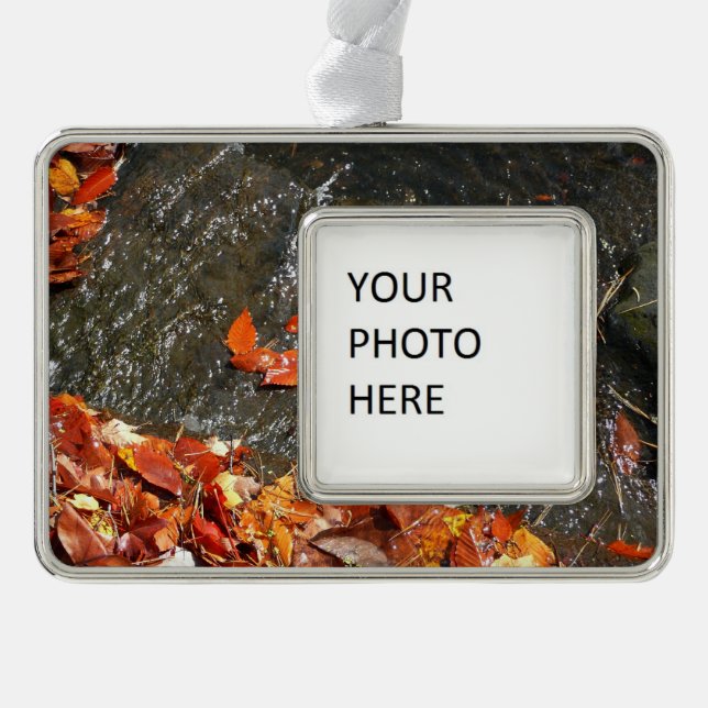Fall Leaves in Waterfall I Autumn Photography Christmas Ornament (Front)