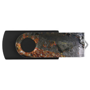 Fall Leaves in Waterfall I Autumn Photography Flash Drive