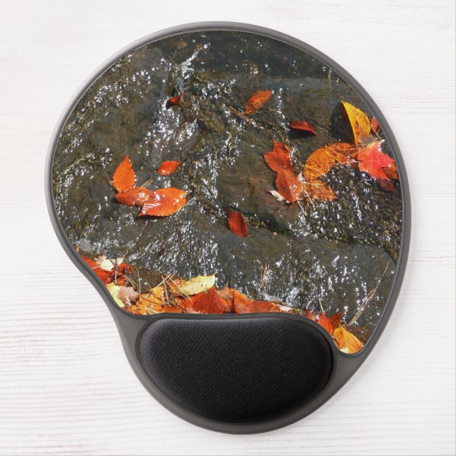 Fall Leaves in Waterfall I Autumn Photography Gel Mouse Pad (Front)