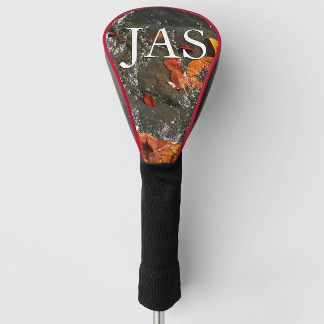 Fall Leaves in Waterfall I Autumn Photography Golf Head Cover (Front)