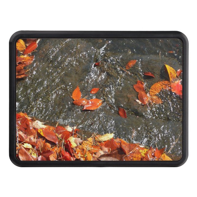 Fall Leaves in Waterfall I Autumn Photography Hitch Cover (Front)
